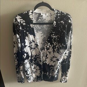 St. John's Bay Black and White Floral Cardigan